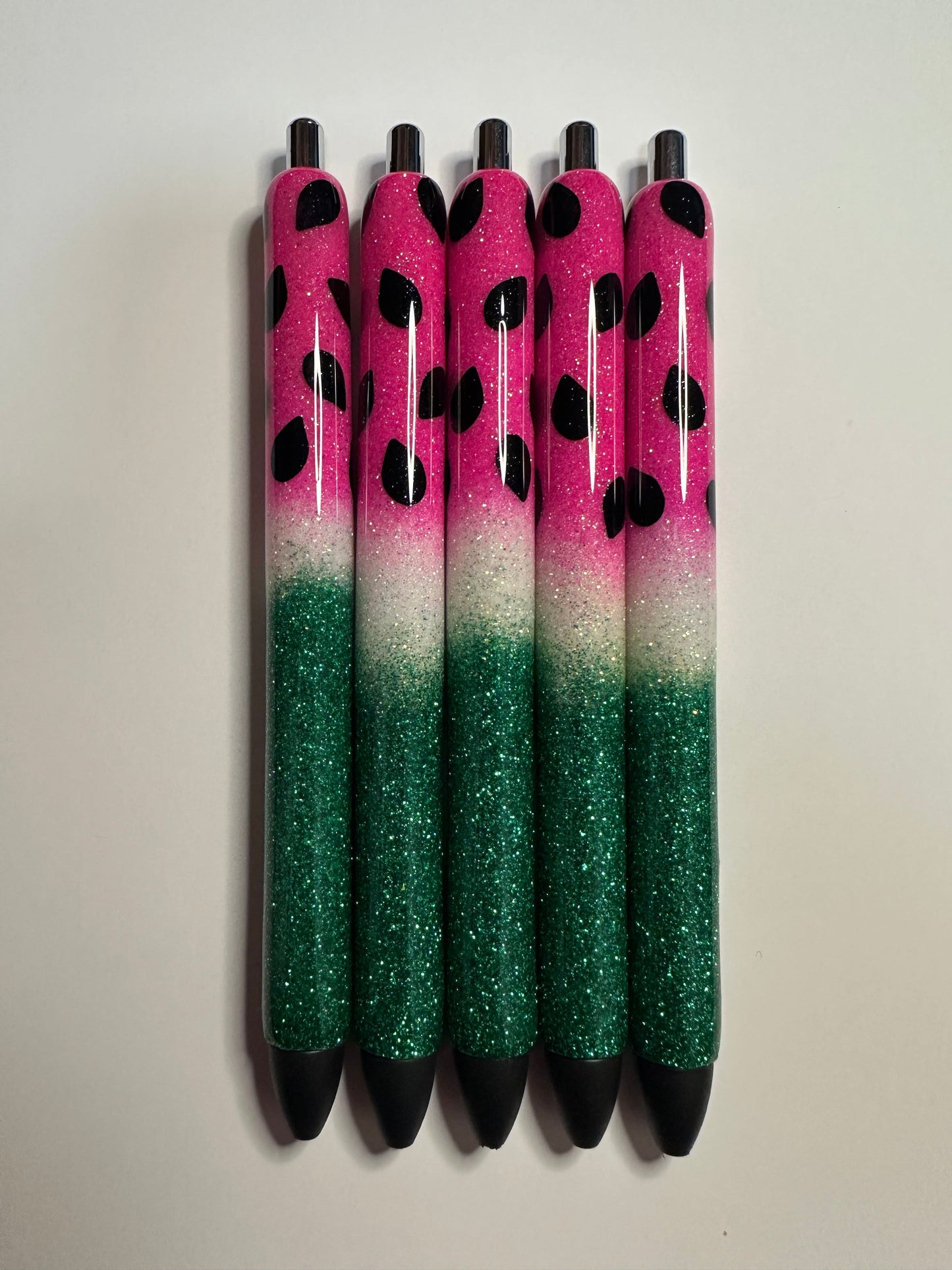 Watermelon Theme Pens/ Glitter Epoxy Pens/ Glitter Pens
