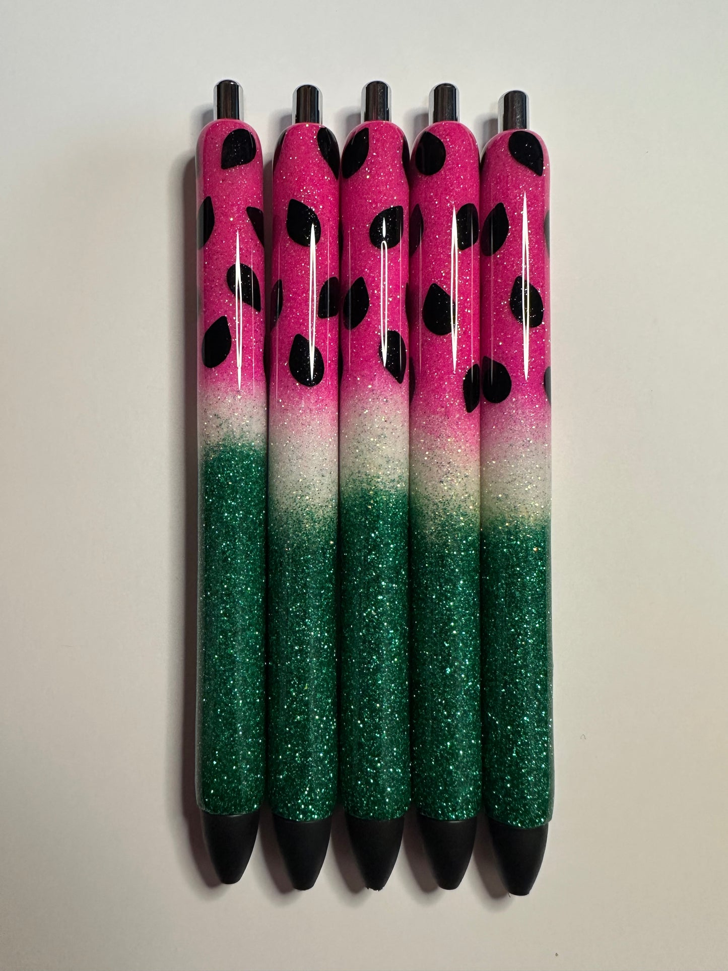 Watermelon Theme Pens/ Glitter Epoxy Pens/ Glitter Pens