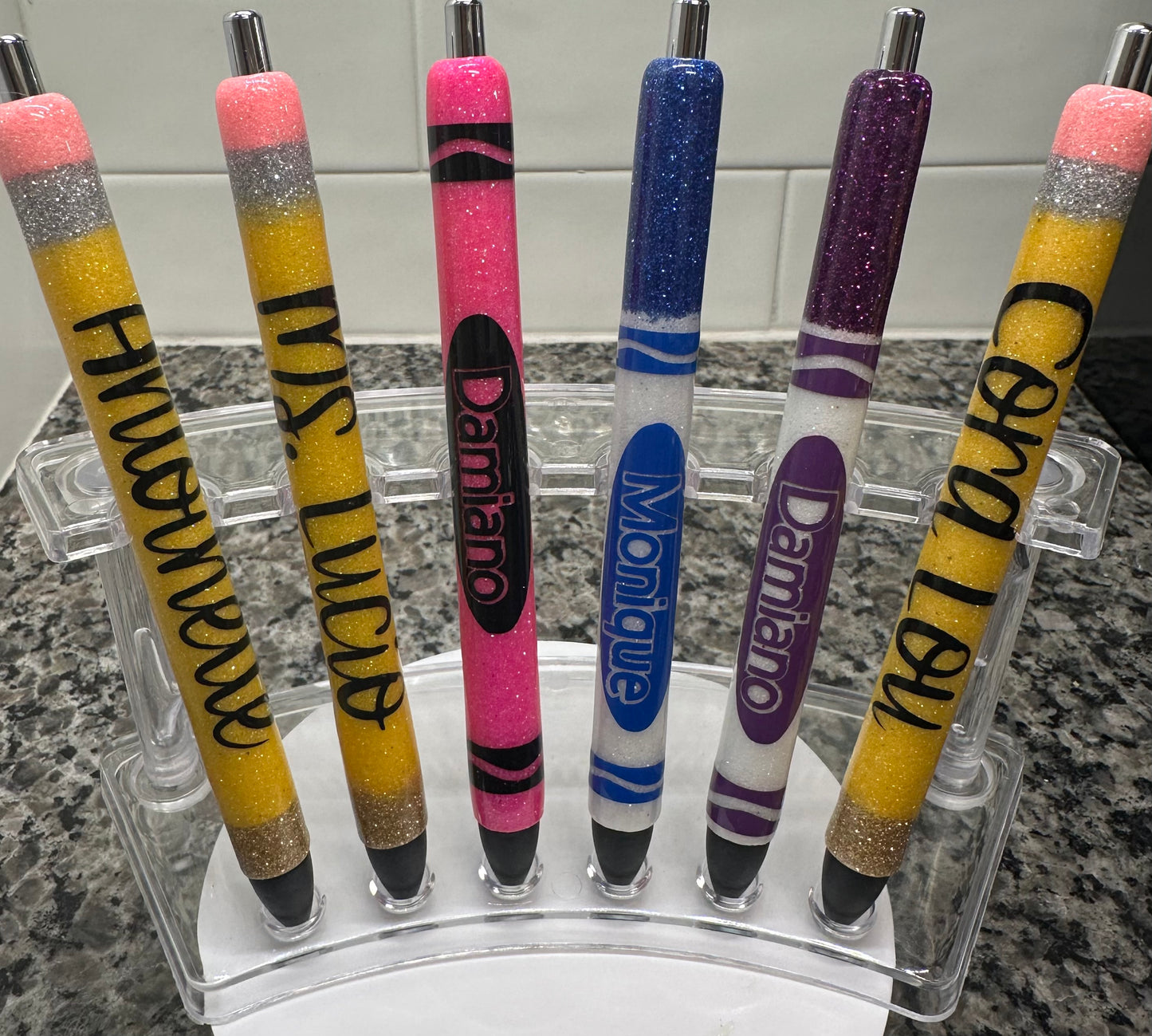 Pencil Pens| Personalized Glitter Pens | Cute Handmade Gifts