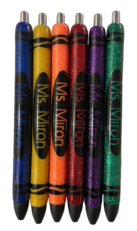 Crayon Pens| Personalized Glitter Pens | Cute Handmade Gifts
