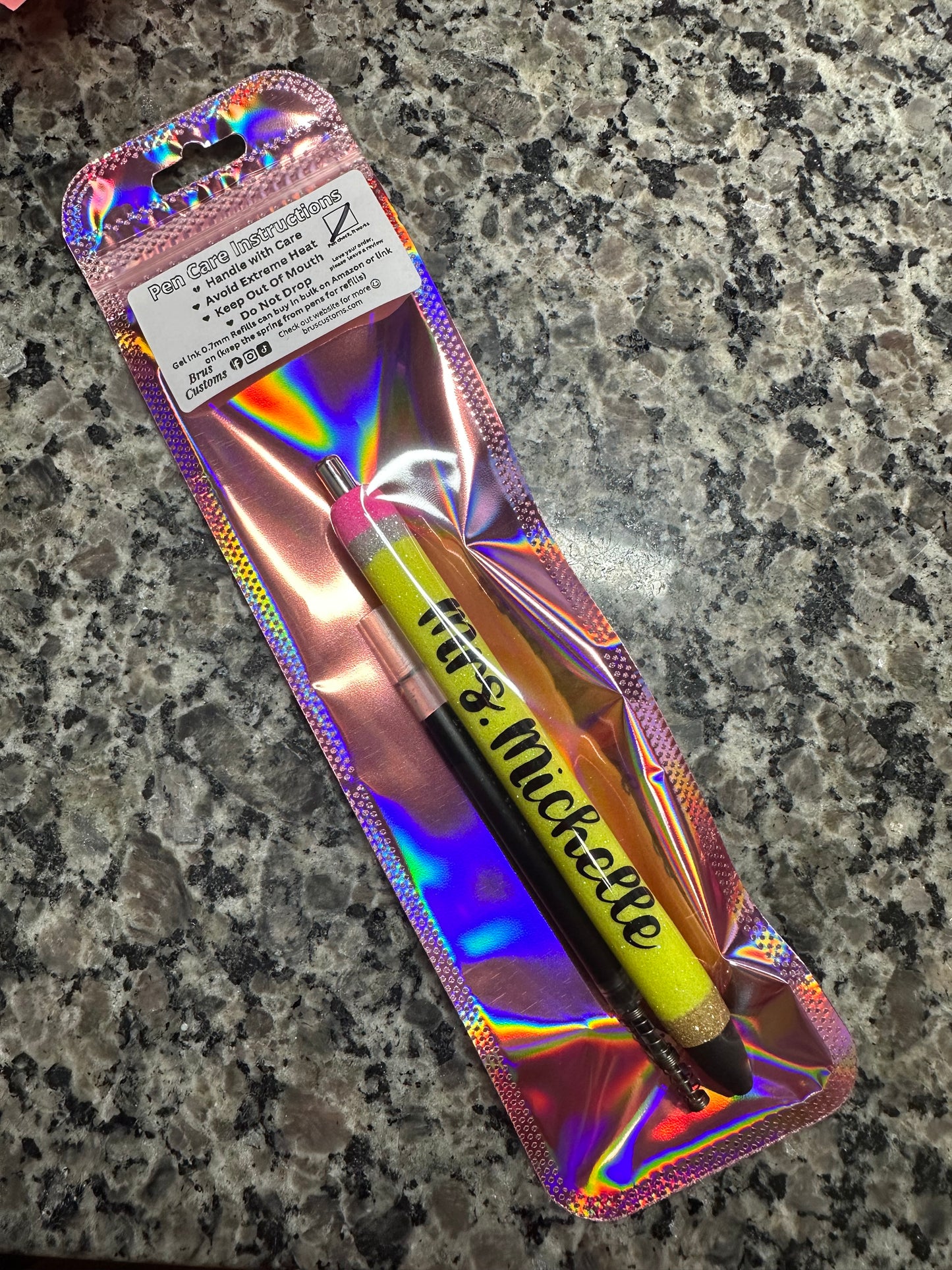 Pencil Inspired Glitter Pen – Teacher Gift- Personalize Pen Gift-