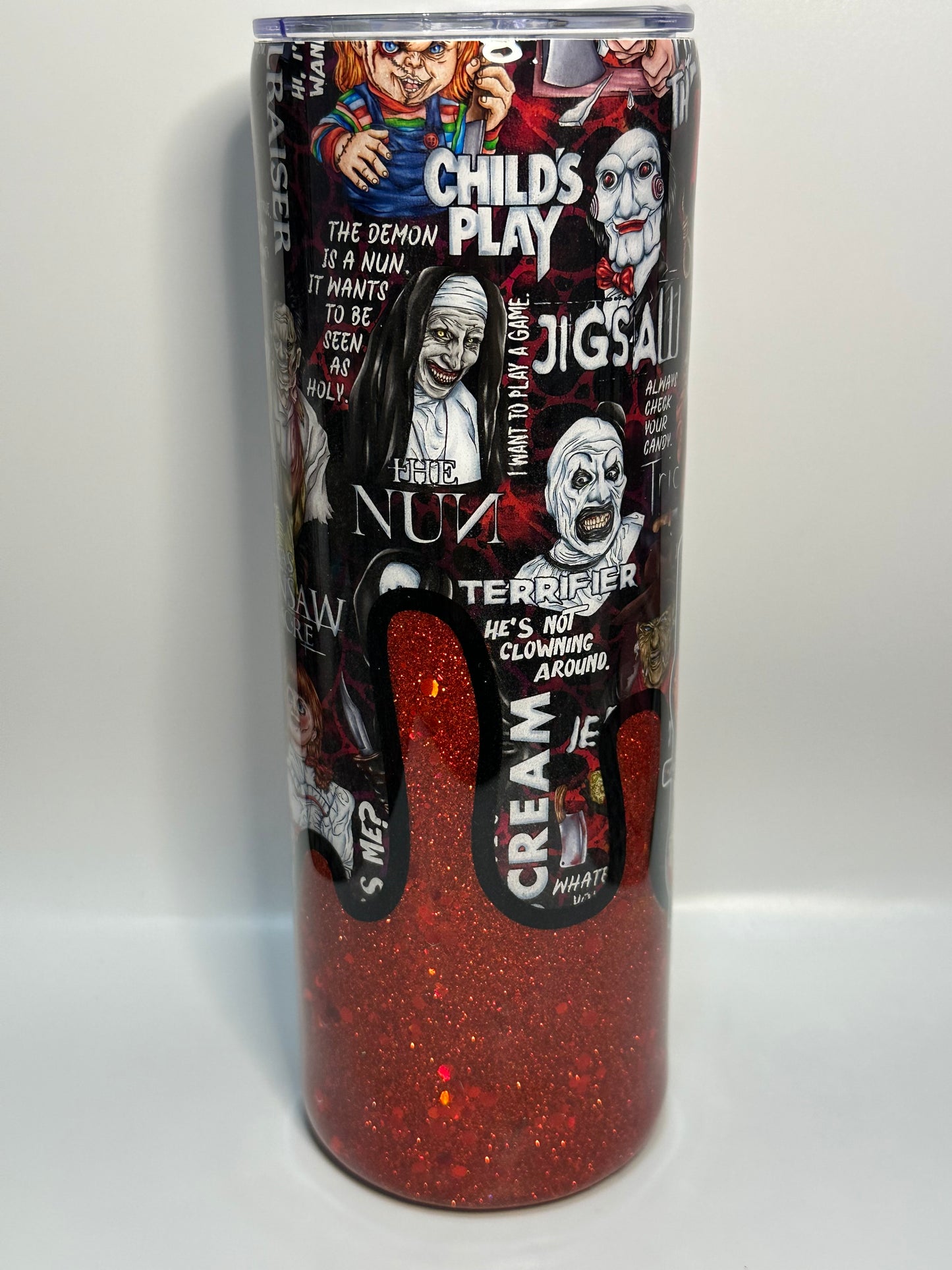 Horror Tumbler/ Glitter Tumbler / Horror 20oz Custom