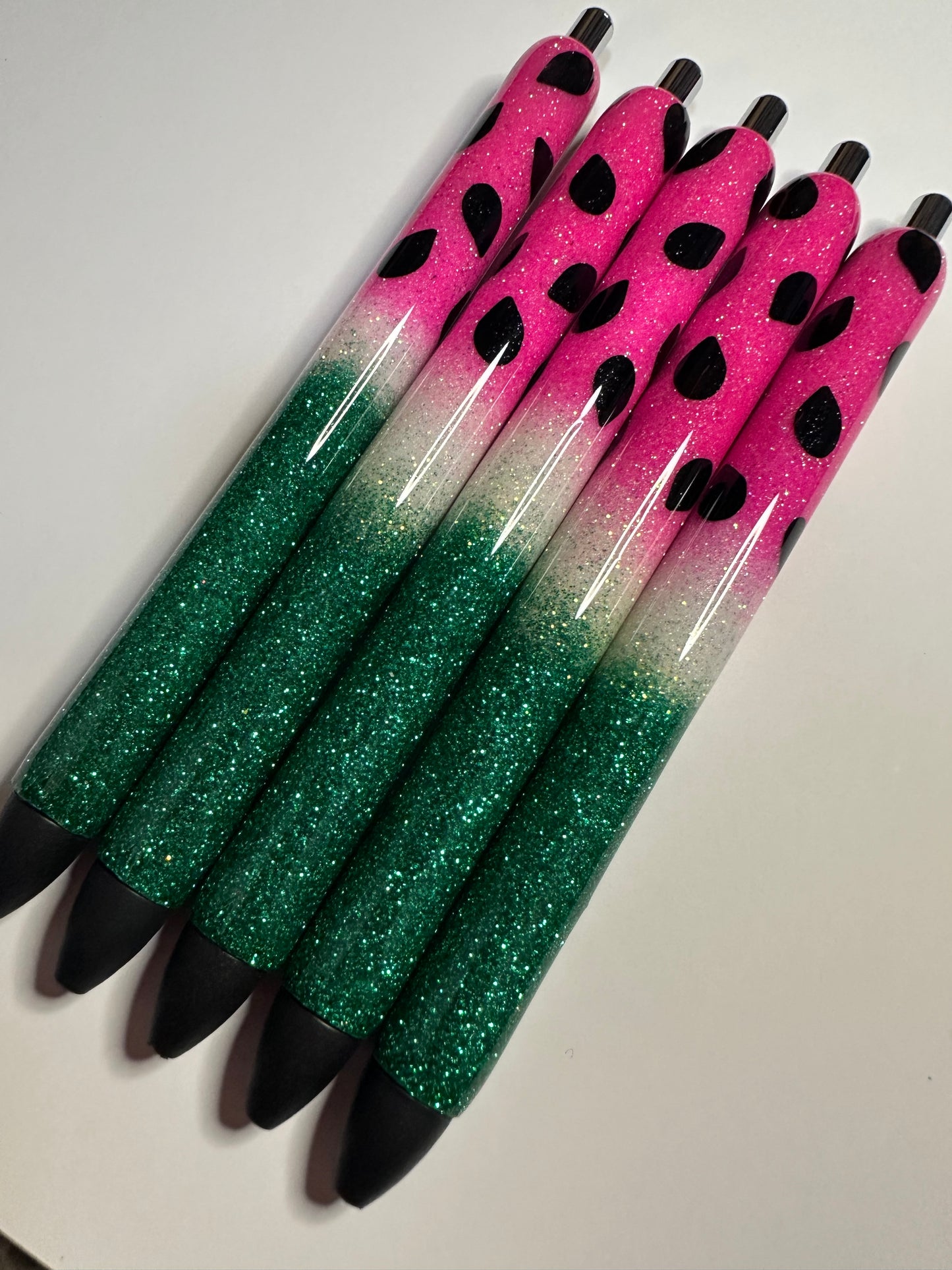 Watermelon Theme Pens/ Glitter Epoxy Pens/ Glitter Pens