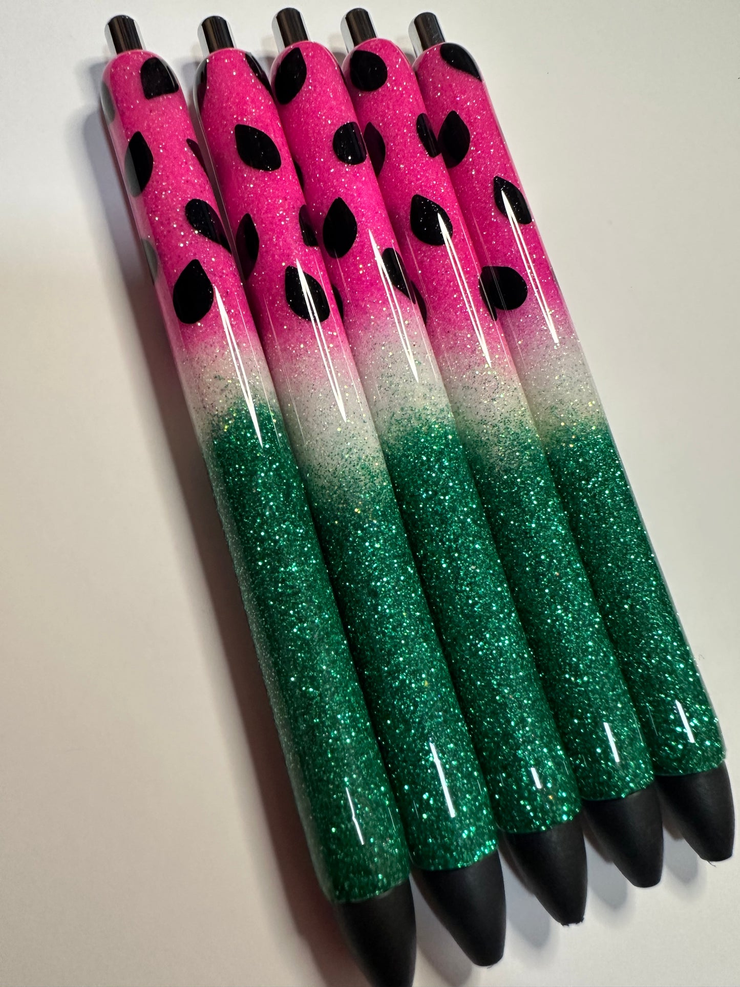 Watermelon Theme Pens/ Glitter Epoxy Pens/ Glitter Pens