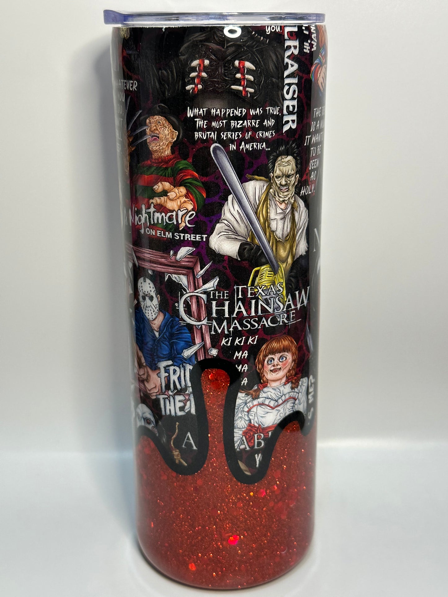 Horror Tumbler/ Glitter Tumbler / Horror 20oz Custom