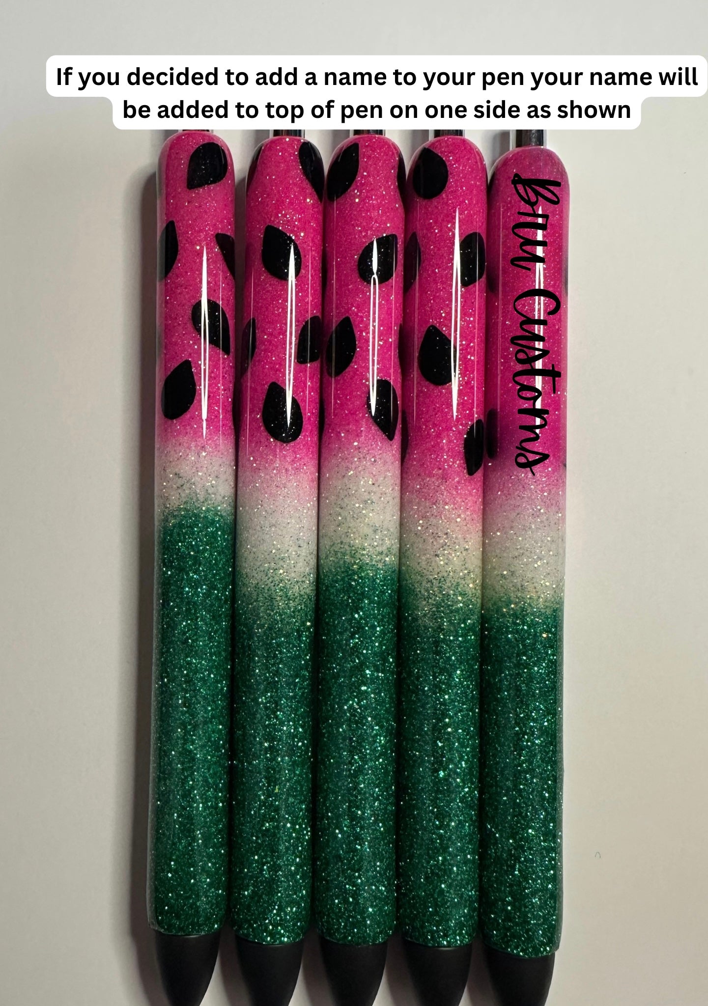 Watermelon Theme Pens/ Glitter Epoxy Pens/ Glitter Pens