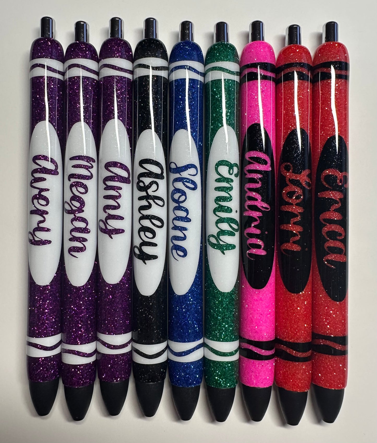 Crayon Pens| Personalized Glitter Pens | Cute Handmade Gifts